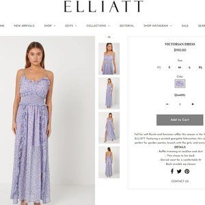 NWT - ELLIATT Victorian Dress: Purple / Lilac, Floral, Long w/ high slit